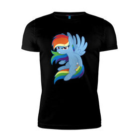 Мужская футболка премиум с принтом Rainbow Dash Angry в Тюмени, 92% хлопок, 8% лайкра | приталенный силуэт, круглый вырез ворота, длина до линии бедра, короткий рукав | Тематика изображения на принте: friendship is magic | my little pony | rainbow dash