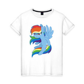 Женская футболка хлопок с принтом Rainbow Dash Angry в Тюмени, 100% хлопок | прямой крой, круглый вырез горловины, длина до линии бедер, слегка спущенное плечо | friendship is magic | my little pony | rainbow dash