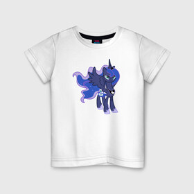 Детская футболка хлопок с принтом Princess Luna в Тюмени, 100% хлопок | круглый вырез горловины, полуприлегающий силуэт, длина до линии бедер | friendship is magic | my little pony | princess luna