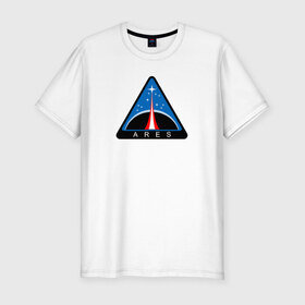 Мужская футболка премиум с принтом Арес в Тюмени, 92% хлопок, 8% лайкра | приталенный силуэт, круглый вырез ворота, длина до линии бедра, короткий рукав | nasa