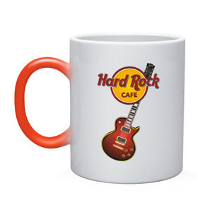 Кружка хамелеон с принтом Hard Rock cafe в Тюмени, керамика | меняет цвет при нагревании, емкость 330 мл | гитара