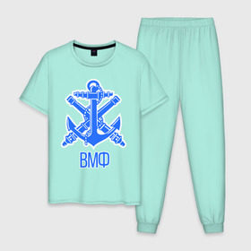 Мужская пижама хлопок с принтом Военно-морской флот в Тюмени, 100% хлопок | брюки и футболка прямого кроя, без карманов, на брюках мягкая резинка на поясе и по низу штанин
 | андреевский | армия | вмф | военно морской | море | моряк | служба | флаг | флот | якорь