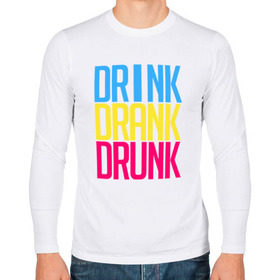Мужской лонгслив хлопок с принтом Drink Drank Drunk в Тюмени, 100% хлопок |  | drank | drink | drink drank drunk | drunk