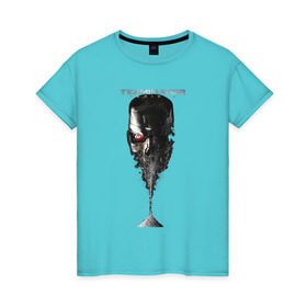 Женская футболка хлопок с принтом Терминатор в Тюмени, 100% хлопок | прямой крой, круглый вырез горловины, длина до линии бедер, слегка спущенное плечо | genisys | terminator | арнольд | генезис | терминатор | шварцнеггер