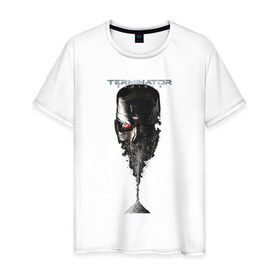 Мужская футболка хлопок с принтом Терминатор в Тюмени, 100% хлопок | прямой крой, круглый вырез горловины, длина до линии бедер, слегка спущенное плечо. | genisys | terminator | арнольд | генезис | терминатор | шварцнеггер