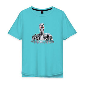 Мужская футболка хлопок Oversize с принтом Терминатор в Тюмени, 100% хлопок | свободный крой, круглый ворот, “спинка” длиннее передней части | genisys | terminator | арнольд | генезис | терминатор | шварцнеггер
