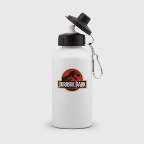Бутылка спортивная с принтом Jurassic park в Тюмени, металл | емкость — 500 мл, в комплекте две пластиковые крышки и карабин для крепления | юрского периода