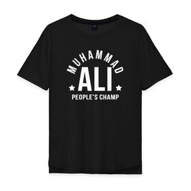 Мужская футболка хлопок Oversize с принтом ALI ZairE в Тюмени, 100% хлопок | свободный крой, круглый ворот, “спинка” длиннее передней части | Тематика изображения на принте: ali | boxing | muhammad ali | али | бокс | мухамед али | спорт