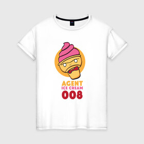 Женская футболка хлопок с принтом Агент Мороженко 008 в Тюмени, 100% хлопок | прямой крой, круглый вырез горловины, длина до линии бедер, слегка спущенное плечо | 