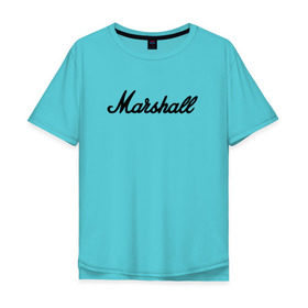 Мужская футболка хлопок Oversize с принтом Marshall logo в Тюмени, 100% хлопок | свободный крой, круглый ворот, “спинка” длиннее передней части | guitars | marshall | music | гитары | музыка