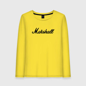 Женский лонгслив хлопок с принтом Marshall logo в Тюмени, 100% хлопок |  | guitars | marshall | music | гитары | музыка
