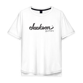 Мужская футболка хлопок Oversize с принтом Jackson logo в Тюмени, 100% хлопок | свободный крой, круглый ворот, “спинка” длиннее передней части | guitars | jackson | music | гитары | музыка
