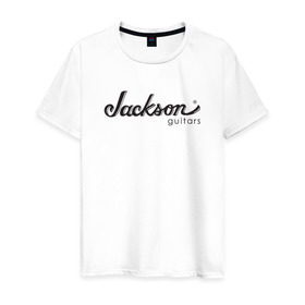 Мужская футболка хлопок с принтом Jackson logo в Тюмени, 100% хлопок | прямой крой, круглый вырез горловины, длина до линии бедер, слегка спущенное плечо. | guitars | jackson | music | гитары | музыка