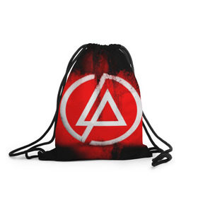 Рюкзак-мешок 3D с принтом Linkin Park в Тюмени, 100% полиэстер | плотность ткани — 200 г/м2, размер — 35 х 45 см; лямки — толстые шнурки, застежка на шнуровке, без карманов и подкладки | linkin park | линкин парк | логотип | рок