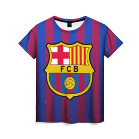 Женская футболка 3D с принтом Барселона в Тюмени, 100% полиэфир ( синтетическое хлопкоподобное полотно) | прямой крой, круглый вырез горловины, длина до линии бедер | barcelona | барса | барселона | спорт | фк | футбол