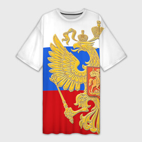 Платье-футболка 3D с принтом Флаг и герб РФ в Тюмени,  |  | герб | патриот | россия | рф | флаг
