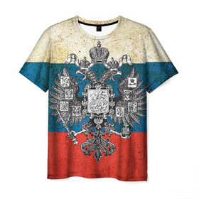 Мужская футболка 3D с принтом Россия в Тюмени, 100% полиэфир | прямой крой, круглый вырез горловины, длина до линии бедер | герб | патриот | россия | рф | флаг