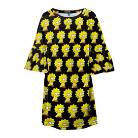 Детское платье 3D с принтом Лиза Симпсон в Тюмени, 100% полиэстер | прямой силуэт, чуть расширенный к низу. Круглая горловина, на рукавах — воланы | simpsons | лиза | симпсоны