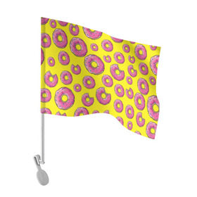 Флаг для автомобиля с принтом Пончики в Тюмени, 100% полиэстер | Размер: 30*21 см | donut | simpsons | паттерн | пончик