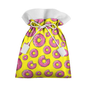 Подарочный 3D мешок с принтом Пончики в Тюмени, 100% полиэстер | Размер: 29*39 см | Тематика изображения на принте: donut | simpsons | паттерн | пончик