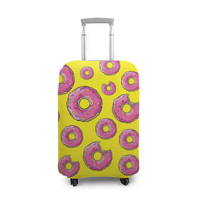 Чехол для чемодана 3D с принтом Пончики в Тюмени, 86% полиэфир, 14% спандекс | двустороннее нанесение принта, прорези для ручек и колес | donut | simpsons | паттерн | пончик