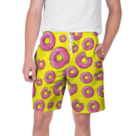 Мужские шорты 3D с принтом Пончики в Тюмени,  полиэстер 100% | прямой крой, два кармана без застежек по бокам. Мягкая трикотажная резинка на поясе, внутри которой широкие завязки. Длина чуть выше колен | donut | simpsons | паттерн | пончик