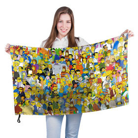 Флаг 3D с принтом Симпсоны в Тюмени, 100% полиэстер | плотность ткани — 95 г/м2, размер — 67 х 109 см. Принт наносится с одной стороны | гомер