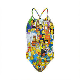 Детский купальник 3D с принтом Симпсоны в Тюмени, Полиэстер 85%, Спандекс 15% | Слитный крой, подклад по переду изделия, узкие бретели | гомер