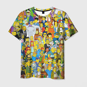 Мужская футболка 3D с принтом Симпсоны в Тюмени, 100% полиэфир | прямой крой, круглый вырез горловины, длина до линии бедер | гомер