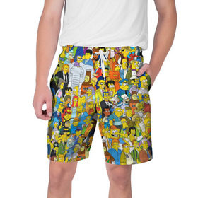 Мужские шорты 3D с принтом Симпсоны в Тюмени,  полиэстер 100% | прямой крой, два кармана без застежек по бокам. Мягкая трикотажная резинка на поясе, внутри которой широкие завязки. Длина чуть выше колен | гомер