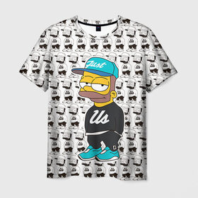 Мужская футболка 3D с принтом Барт Симпсон в Тюмени, 100% полиэфир | прямой крой, круглый вырез горловины, длина до линии бедер | bart |   |  bart simpson |  jo jo |  simpsons |  the simpsons |  симпсоны | барт | барт симпсон | джо джо