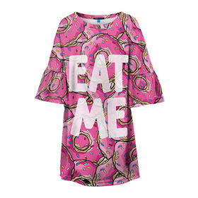 Детское платье 3D с принтом Eat me в Тюмени, 100% полиэстер | прямой силуэт, чуть расширенный к низу. Круглая горловина, на рукавах — воланы | гомер