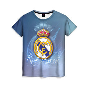 Женская футболка 3D с принтом Real Madrid в Тюмени, 100% полиэфир ( синтетическое хлопкоподобное полотно) | прямой крой, круглый вырез горловины, длина до линии бедер | real madrid | реал мадрид | спорт | футбол