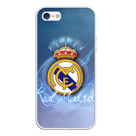 Чехол для iPhone 5/5S матовый с принтом Real Madrid в Тюмени, Силикон | Область печати: задняя сторона чехла, без боковых панелей | real madrid | реал мадрид | спорт | футбол