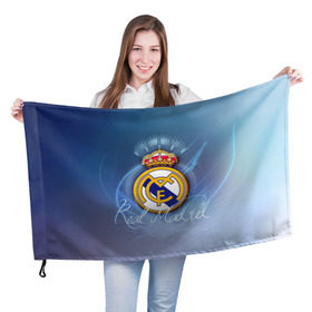 Флаг 3D с принтом Real Madrid в Тюмени, 100% полиэстер | плотность ткани — 95 г/м2, размер — 67 х 109 см. Принт наносится с одной стороны | real madrid | реал мадрид | спорт | футбол