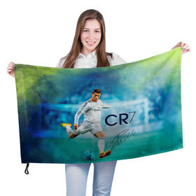 Флаг 3D с принтом Ronaldo в Тюмени, 100% полиэстер | плотность ткани — 95 г/м2, размер — 67 х 109 см. Принт наносится с одной стороны | роналдо