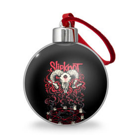 Ёлочный шар с принтом Slipknot в Тюмени, Пластик | Диаметр: 77 мм | deth | rock | slipknot | баран | маска | мрак | рок | слипнот | череп