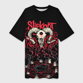 Платье-футболка 3D с принтом Slipknot в Тюмени,  |  | deth | rock | slipknot | баран | маска | мрак | рок | слипнот | череп