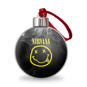 Ёлочный шар с принтом Nirvana в Тюмени, Пластик | Диаметр: 77 мм | Тематика изображения на принте: cobain | curt | nirvana | rock | smile | кобейн | курт | рок | смайл