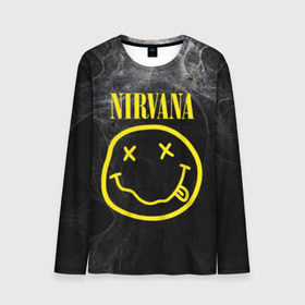 Мужской лонгслив 3D с принтом Nirvana в Тюмени, 100% полиэстер | длинные рукава, круглый вырез горловины, полуприлегающий силуэт | cobain | curt | nirvana | rock | smile | кобейн | курт | рок | смайл