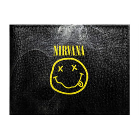 Обложка для студенческого билета с принтом Nirvana в Тюмени, натуральная кожа | Размер: 11*8 см; Печать на всей внешней стороне | Тематика изображения на принте: cobain | curt | nirvana | rock | smile | кобейн | курт | рок | смайл