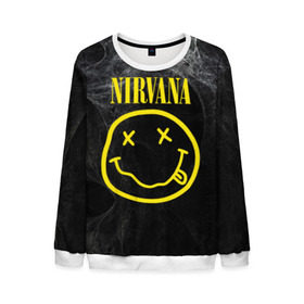 Мужской свитшот 3D с принтом Nirvana в Тюмени, 100% полиэстер с мягким внутренним слоем | круглый вырез горловины, мягкая резинка на манжетах и поясе, свободная посадка по фигуре | cobain | curt | nirvana | rock | smile | кобейн | курт | рок | смайл