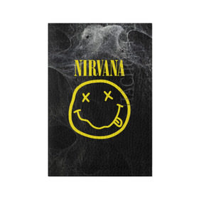 Обложка для паспорта матовая кожа с принтом Nirvana в Тюмени, натуральная матовая кожа | размер 19,3 х 13,7 см; прозрачные пластиковые крепления | cobain | curt | nirvana | rock | smile | кобейн | курт | рок | смайл