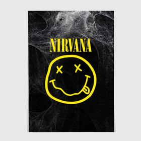 Постер с принтом Nirvana в Тюмени, 100% бумага
 | бумага, плотность 150 мг. Матовая, но за счет высокого коэффициента гладкости имеет небольшой блеск и дает на свету блики, но в отличии от глянцевой бумаги не покрыта лаком | cobain | curt | nirvana | rock | smile | кобейн | курт | рок | смайл