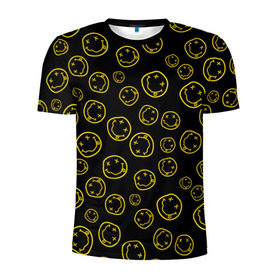 Мужская футболка 3D спортивная с принтом Nirvana в Тюмени, 100% полиэстер с улучшенными характеристиками | приталенный силуэт, круглая горловина, широкие плечи, сужается к линии бедра | Тематика изображения на принте: cobain | curt | nirvana | rock | smile | кобейн | курт | рок | смайл