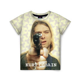 Детская футболка 3D с принтом Nirvana в Тюмени, 100% гипоаллергенный полиэфир | прямой крой, круглый вырез горловины, длина до линии бедер, чуть спущенное плечо, ткань немного тянется | Тематика изображения на принте: cobain | curt | nirvana | rock | кобейн | курт | рок