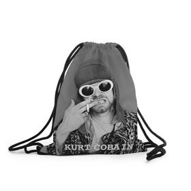 Рюкзак-мешок 3D с принтом Nirvana в Тюмени, 100% полиэстер | плотность ткани — 200 г/м2, размер — 35 х 45 см; лямки — толстые шнурки, застежка на шнуровке, без карманов и подкладки | Тематика изображения на принте: cobain | curt | nirvana | rock | кобейн | курт | рок