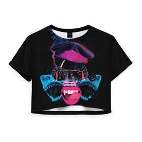 Женская футболка 3D укороченная с принтом The Prodigy в Тюмени, 100% полиэстер | круглая горловина, длина футболки до линии талии, рукава с отворотами | лиса