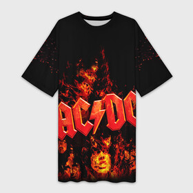 Платье-футболка 3D с принтом AC DC в Тюмени,  |  | ac dc | acdc | rock | рок | эйсидиси