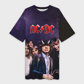 Платье-футболка 3D с принтом AC DC в Тюмени,  |  | ac dc | acdc | hell | highway | rock | to | рок | эйсидиси